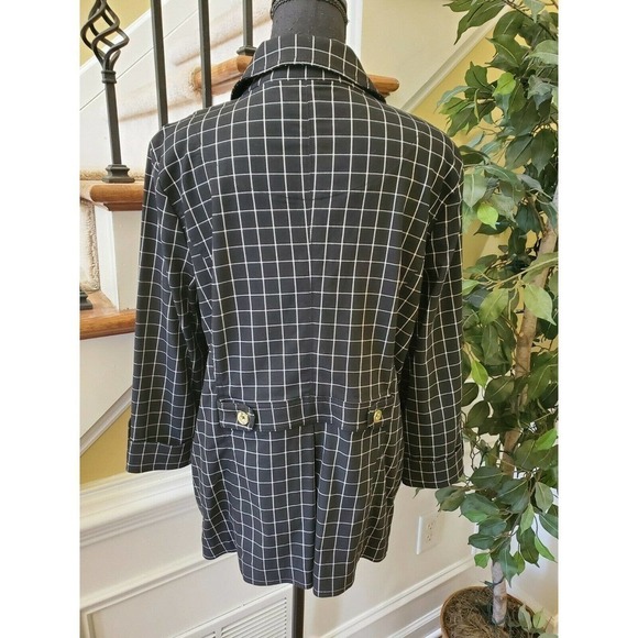 Attyre New York Sz L Plaid Jacket Golden Buttons - Picture 7 of 10